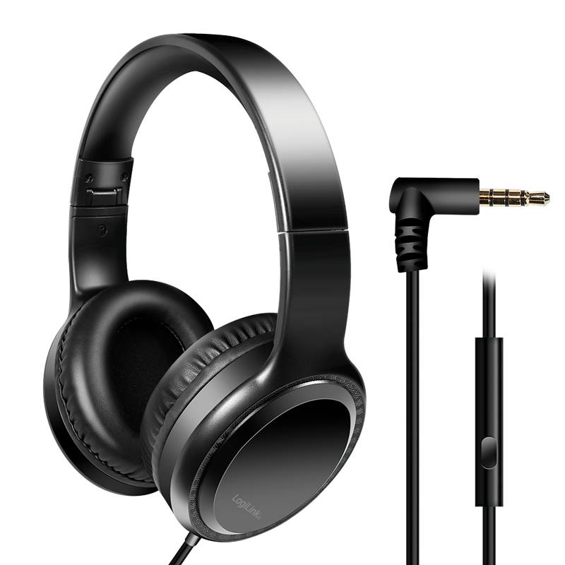 LogiLink Stereo Headset, mit Mikrofon, schwarz