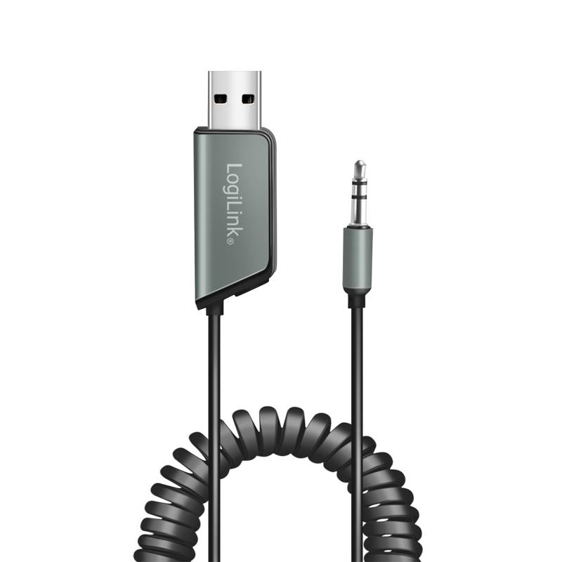 LogiLink Bluetooth 5.3 Audio-Empfänger für Fahrzeuge, 1x USB-A, 1x 3,5 mm Aux, schwarz