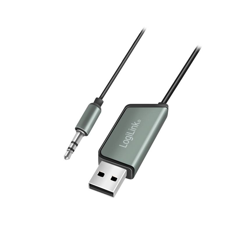 LogiLink Bluetooth 5.3 Audio-Empfänger für Fahrzeuge, 1x USB-A, 1x 3,5 mm Aux, schwarz