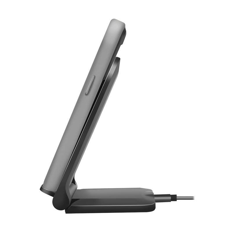 LogiLink Smartphoneständer mit kabelloser Ladefunktion, 2 Spulen, 15 W, schwarz
