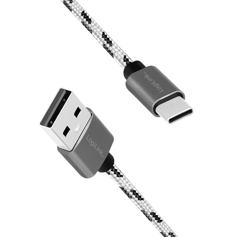 USB 2.0 Type-C 3-pack cable set, C/M to A/M, alu, nylon, white/black Kabel &amp; Adapter