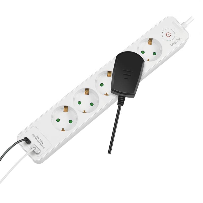 LogiLink Steckdosenleiste, 5-fach, 2x USB, mit Schalter