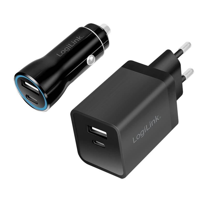 Logilink USB-A/C Charging Kit, 15 W, each 1x USB-A, 1x USB-C, Black Tablets &amp; Smartphones Smartphone