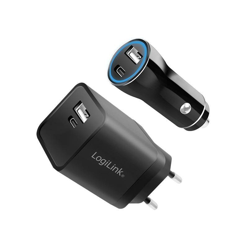 Logilink USB-A/C Charging Kit, 15 W, each 1x USB-A, 1x USB-C, Black Tablets &amp; Smartphones Smartphone