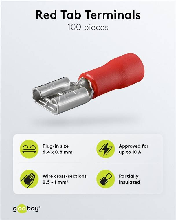 Goobay 17002 - Flachsteckerhülse Breite 6.4 mm rot 100 Stück100er