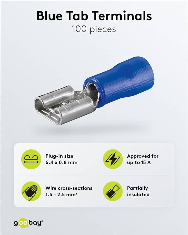 Goobay FSH 6.4 BL - Blau - 100 Stück(e)Flachsteckhülsen blau 100 stk. -