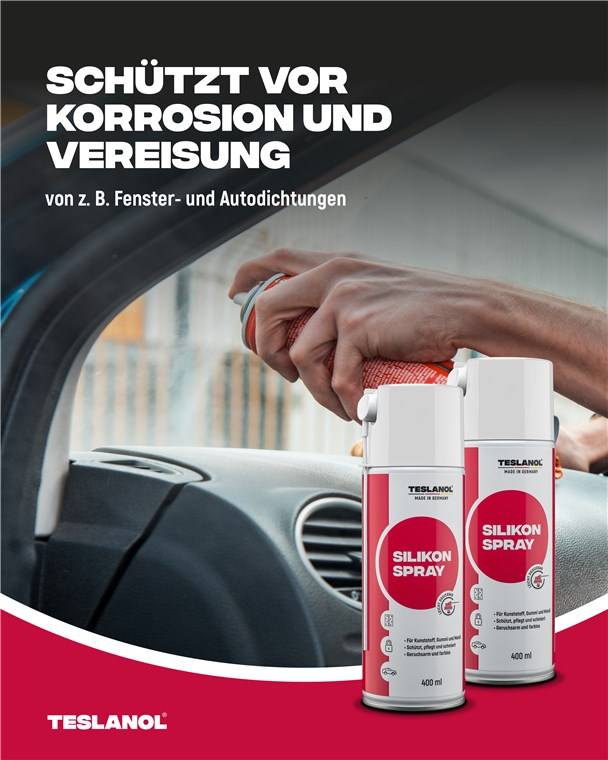 Teslanol Silikonspray 400ml, reinigt Kunststoffe, Gummidichtungen, Metall