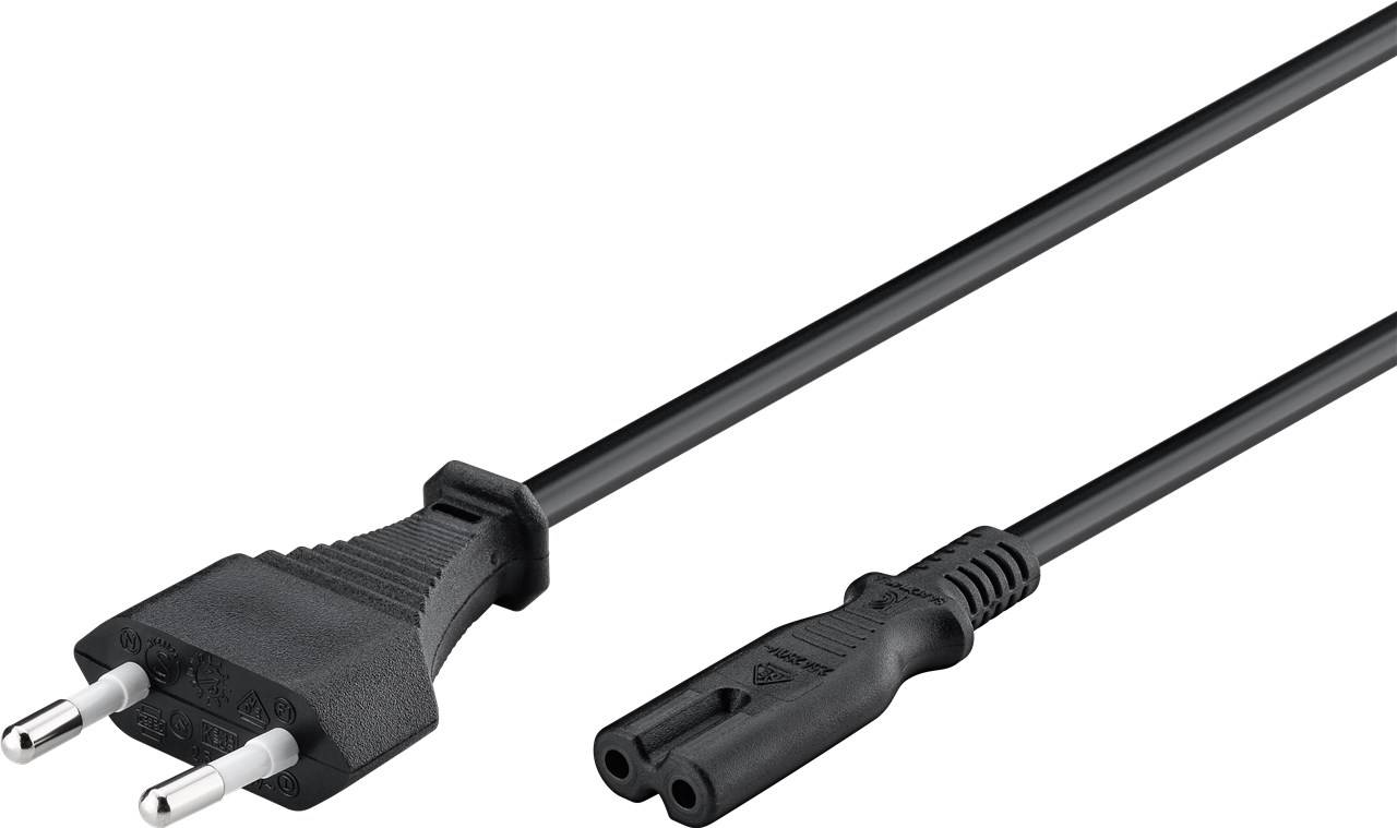 Netzkabel 5 m, Schwarz - Eurostecker (Typ C, CEE 7/16) > Gerätebuchse C7