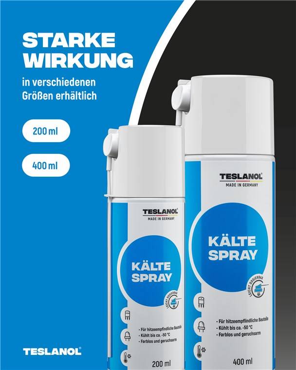 Teslanol 26033 Kältespray zur Kühlung von hitzeempfindlichen Bauteilen Kälteschockspray Kühlspray Spraydose 200 ml