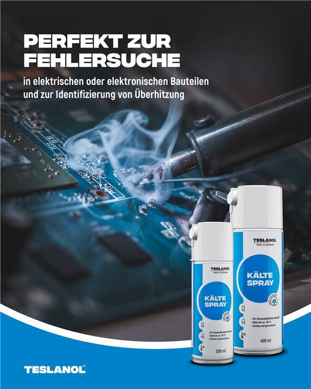 Teslanol 26033 Kältespray zur Kühlung von hitzeempfindlichen Bauteilen Kälteschockspray Kühlspray Spraydose 200 ml