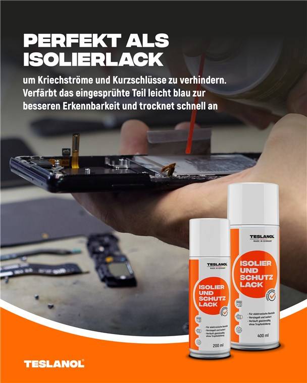 Teslanol Isolier-und Schutzlackspray 200ml für elektron. Bauelemente
