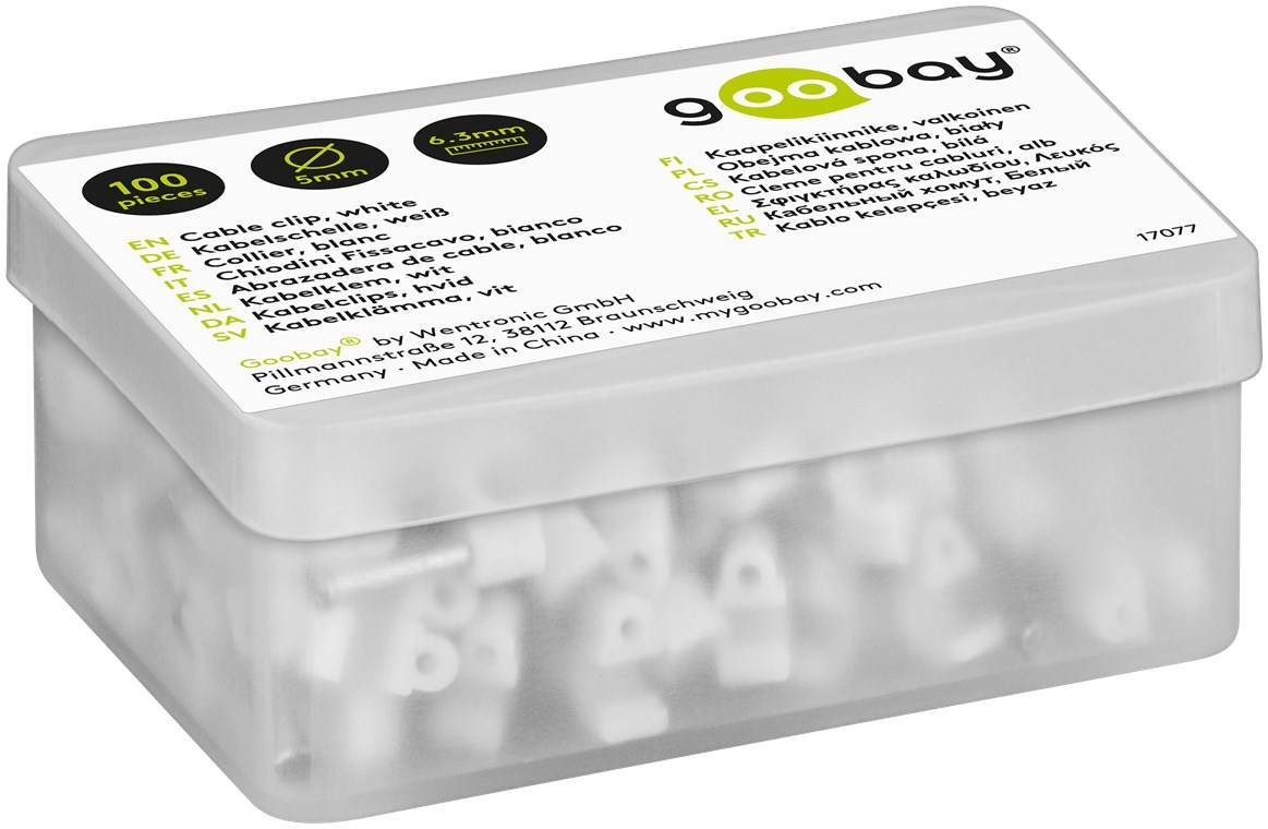 Goobay Kabelschelle, weiß Befestigung für Kabel mit Durchmesser bis 5 mm 6.3 mm