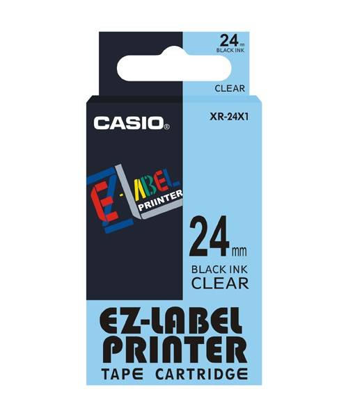 Casio XR-24X1 Schriftband Bandfarbe: Transparent Schriftfarbe: Schwarz 24 mm 8 m