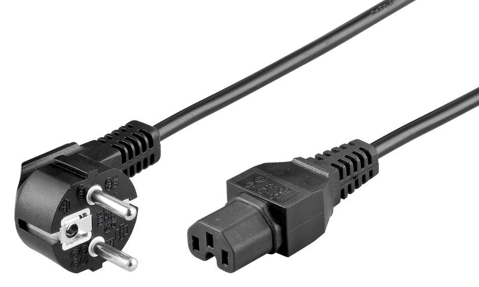 Goobay 93277 Warmgerätekabel mit C15 Buchse & Schutzkontaktstecker, Universelles Stromkabel, Netzkabel, Schwarz, 2.00 m