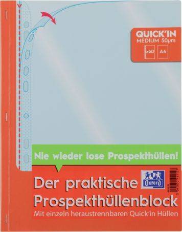 Prospekthüllenblock Economy Quick'In A4 PP 0,05mm glasklar blendfrei dokumentene.