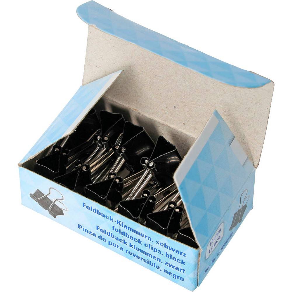 Westcott 12 WESTCOTT Foldbackklammern schwarz 1,5 cmVerpackungseinheit: 1 Pack =