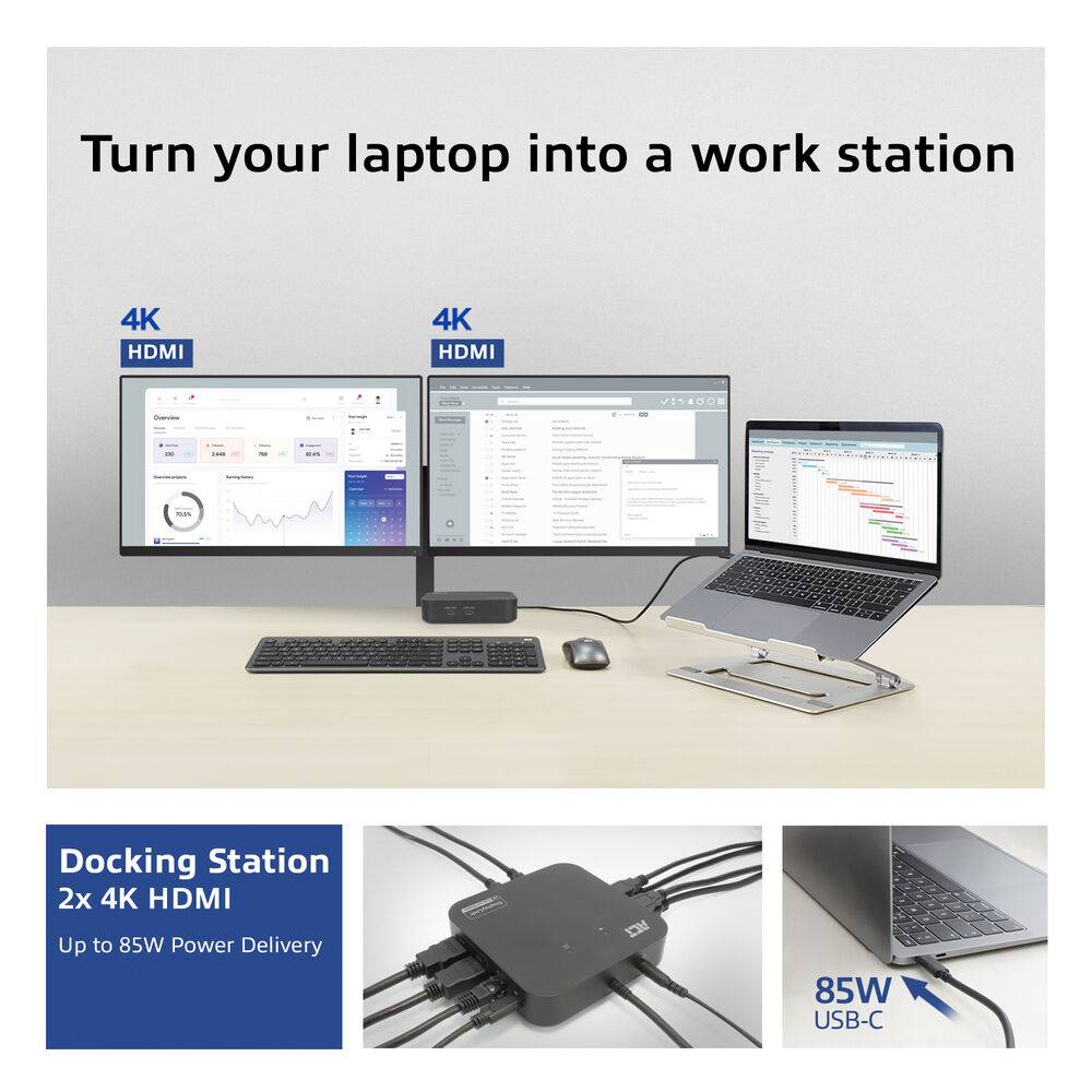 ACT AC7150 4K USB-C/USB-A Docking Station | 2x 4K Monitore | DisplayLink | 96W PD Charging | 1x USB-C 10Gbps …