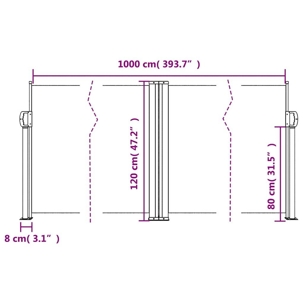 vidaXL Seitenmarkise Ausziehbar Schwarz 120x1000 cm