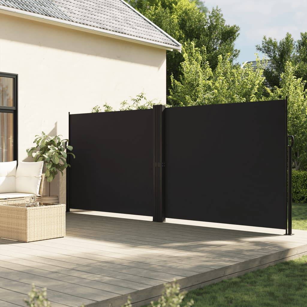 vidaXL Seitenmarkise Ausziehbar Schwarz 180x1000 cm