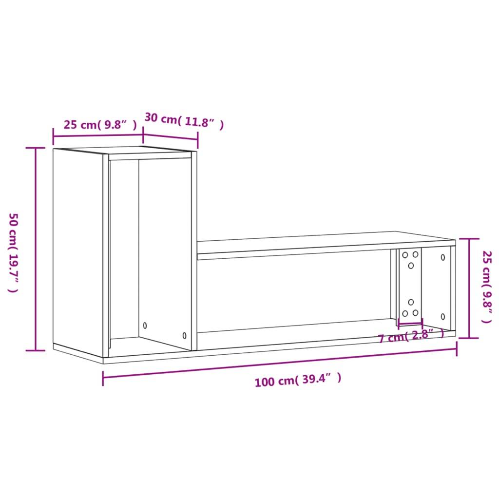 vidaXL TV-Schränke 2 Stk. Betongrau 100x30x50 cm Holzwerkstoff