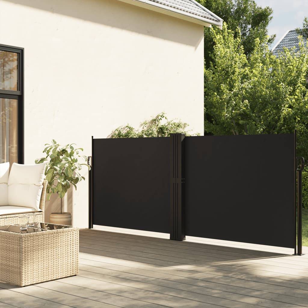 vidaXL Seitenmarkise Ausziehbar Schwarz 140x1200 cm
