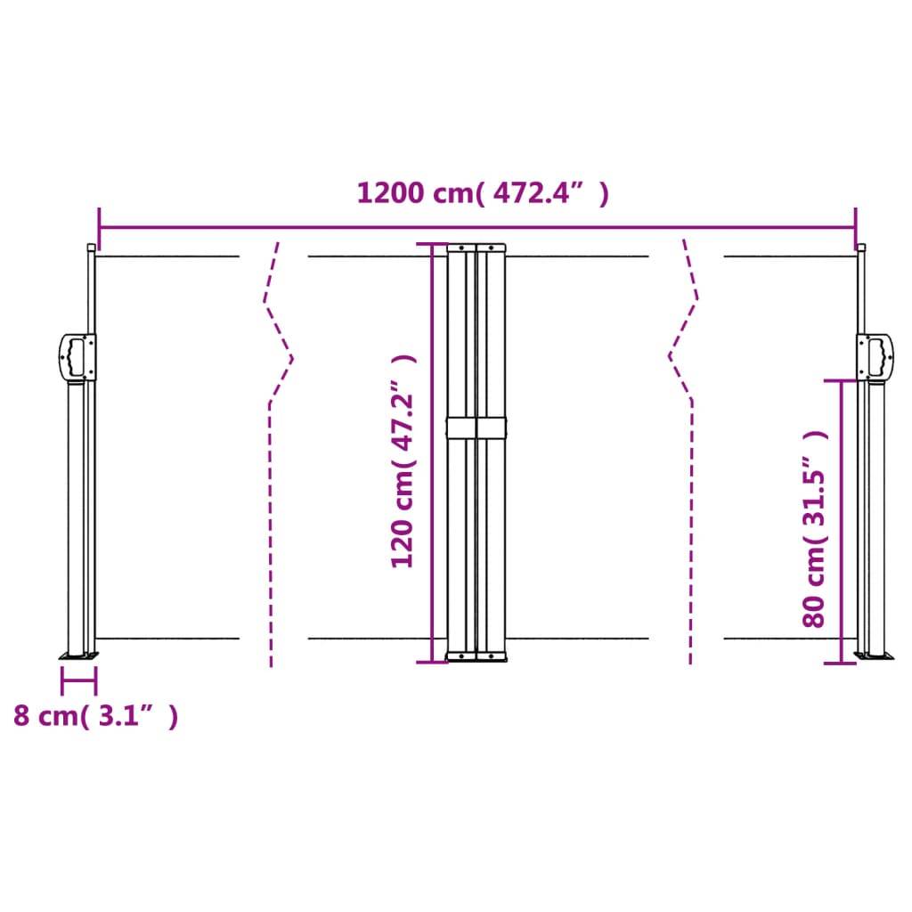 vidaXL Seitenmarkise Ausziehbar Creme 120x1200 cm