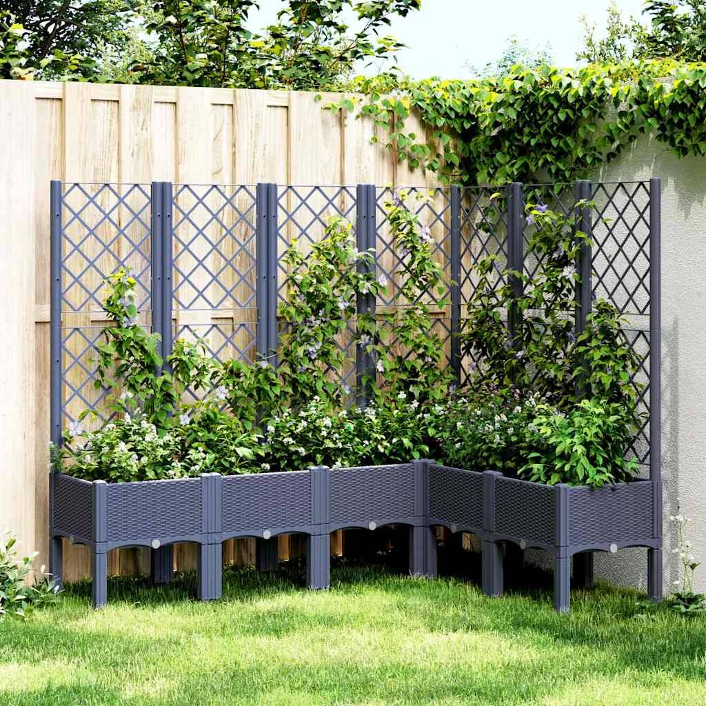 vidaXL Pflanzkübel mit Rankgitter Grau 160x120x142 cm PP