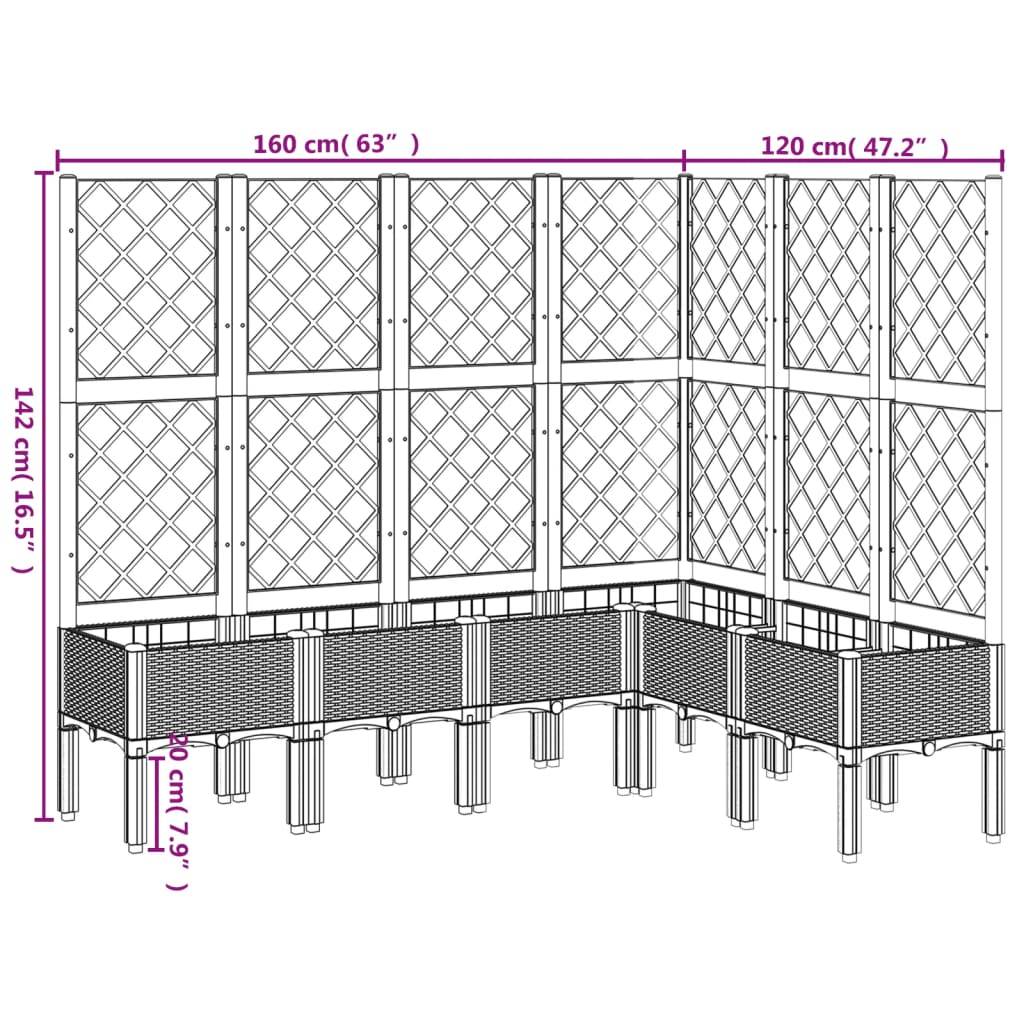 vidaXL Pflanzkübel mit Rankgitter Grau 160x120x142 cm PP