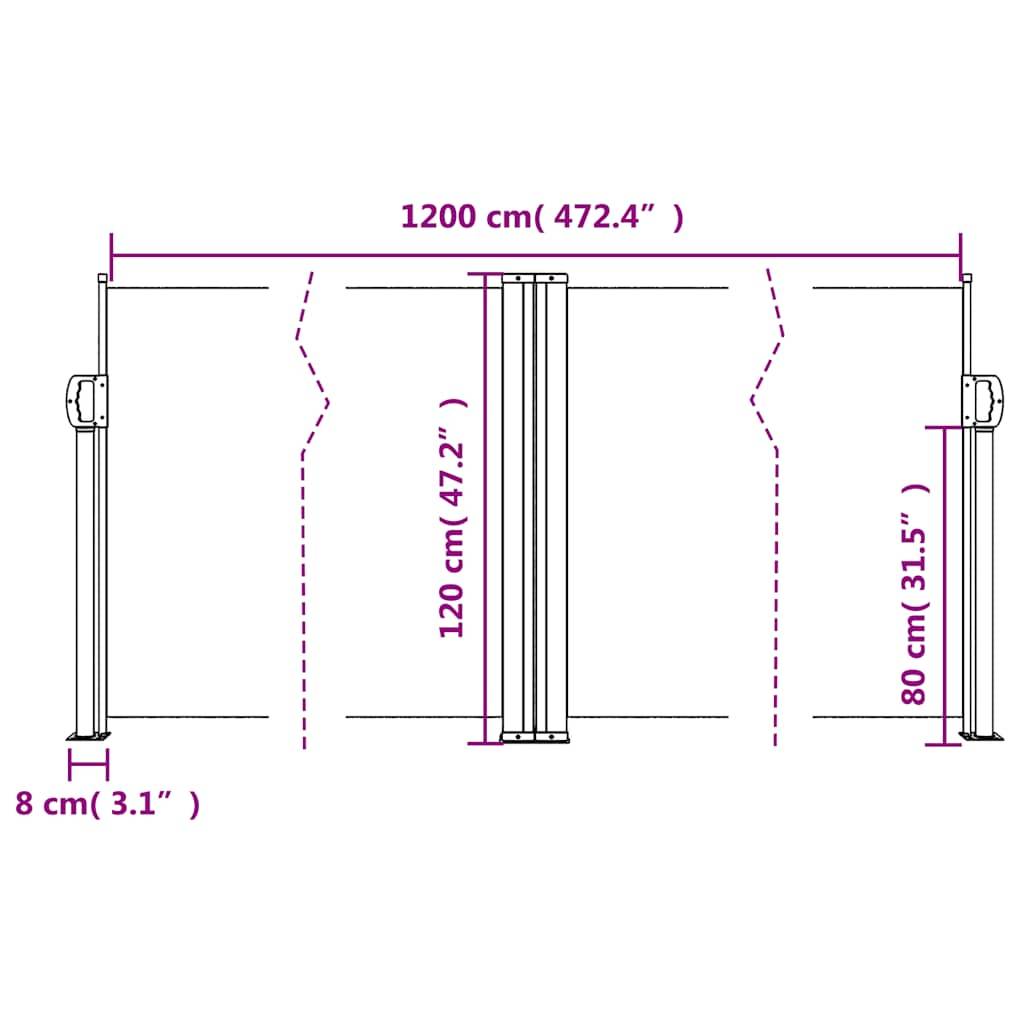 vidaXL Seitenmarkise Ausziehbar Rot 120x1200 cm