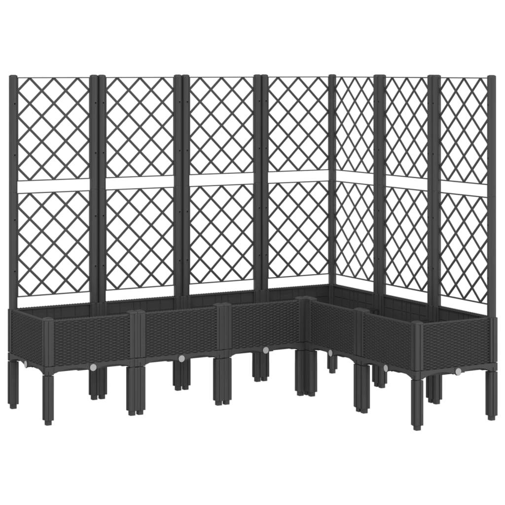 vidaXL Pflanzkübel mit Rankgitter Schwarz 160x120x142 cm PP