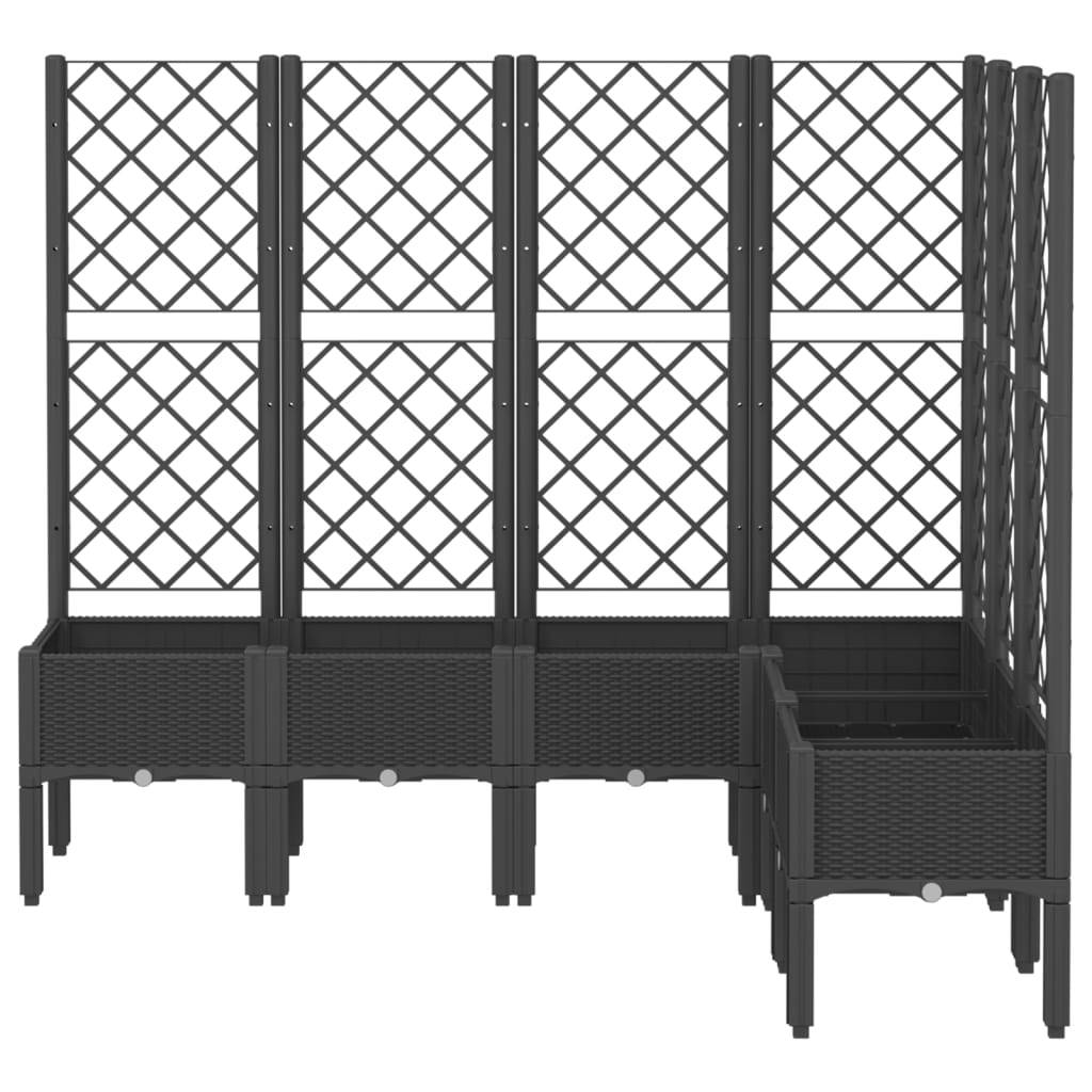 vidaXL Pflanzkübel mit Rankgitter Schwarz 160x120x142 cm PP