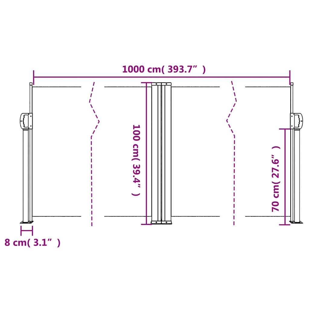 vidaXL Seitenmarkise Ausziehbar Braun 100x1000 cm