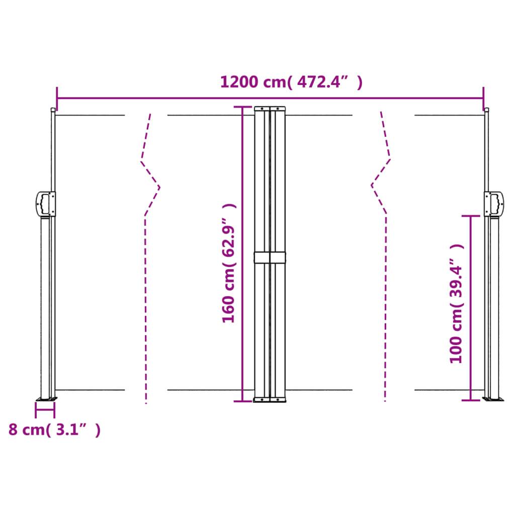 vidaXL Seitenmarkise Ausziehbar Rot 160x1200 cm