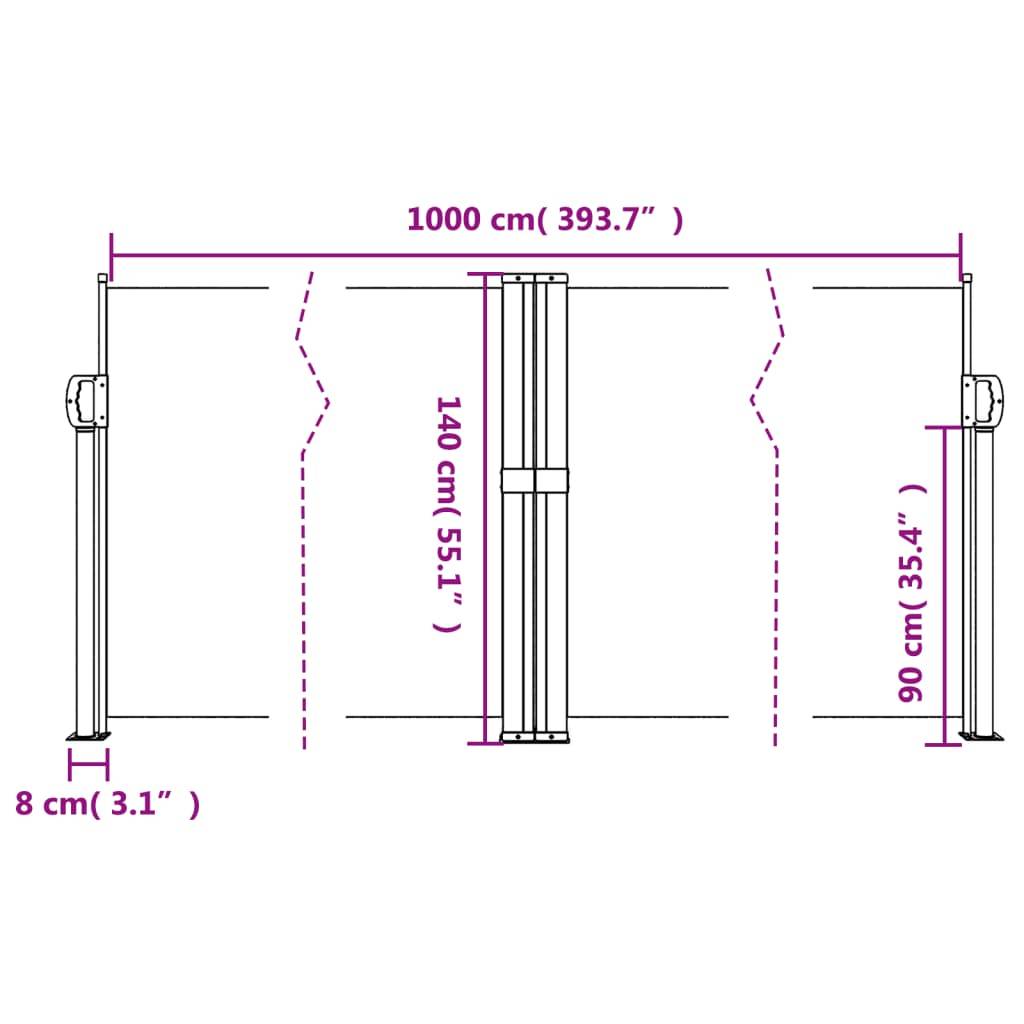 vidaXL Seitenmarkise Ausziehbar Rot 140x1000 cm