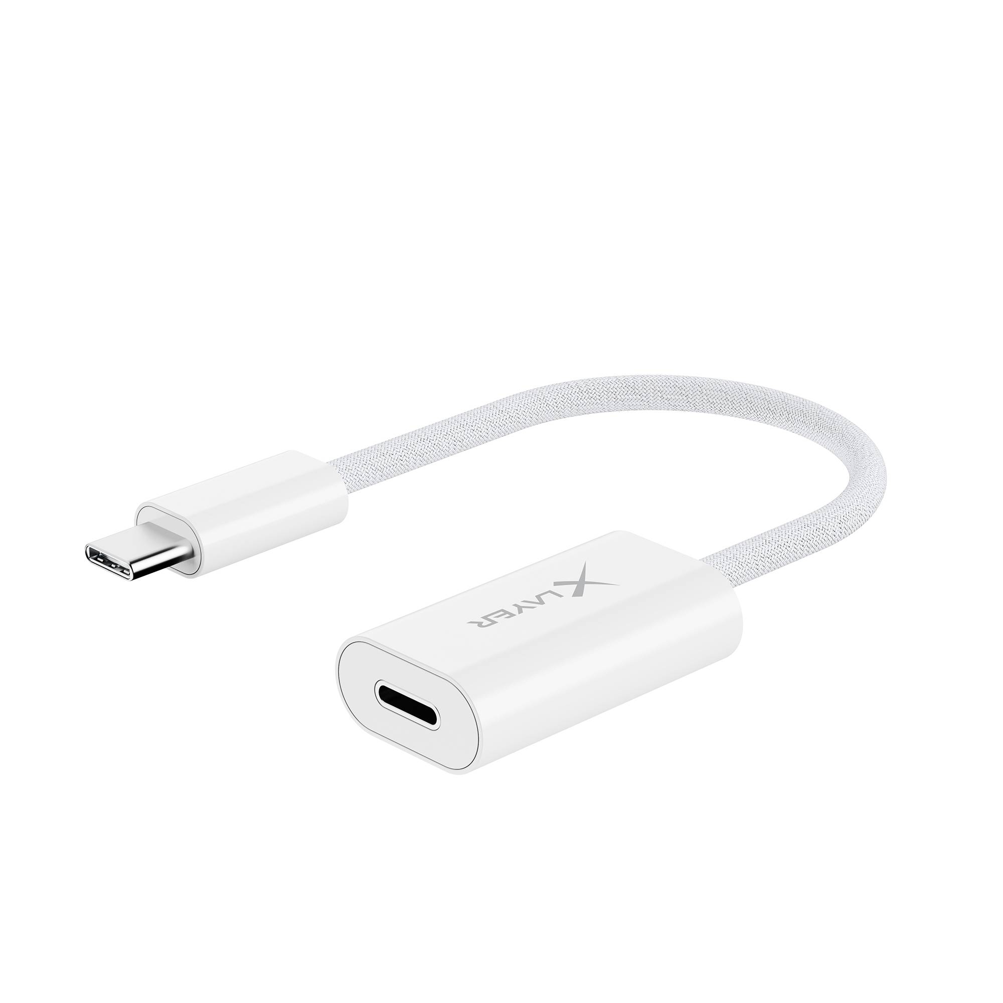 XLayer feingewebter Apple Adapter USB-C auf Lightning White 0.12 m