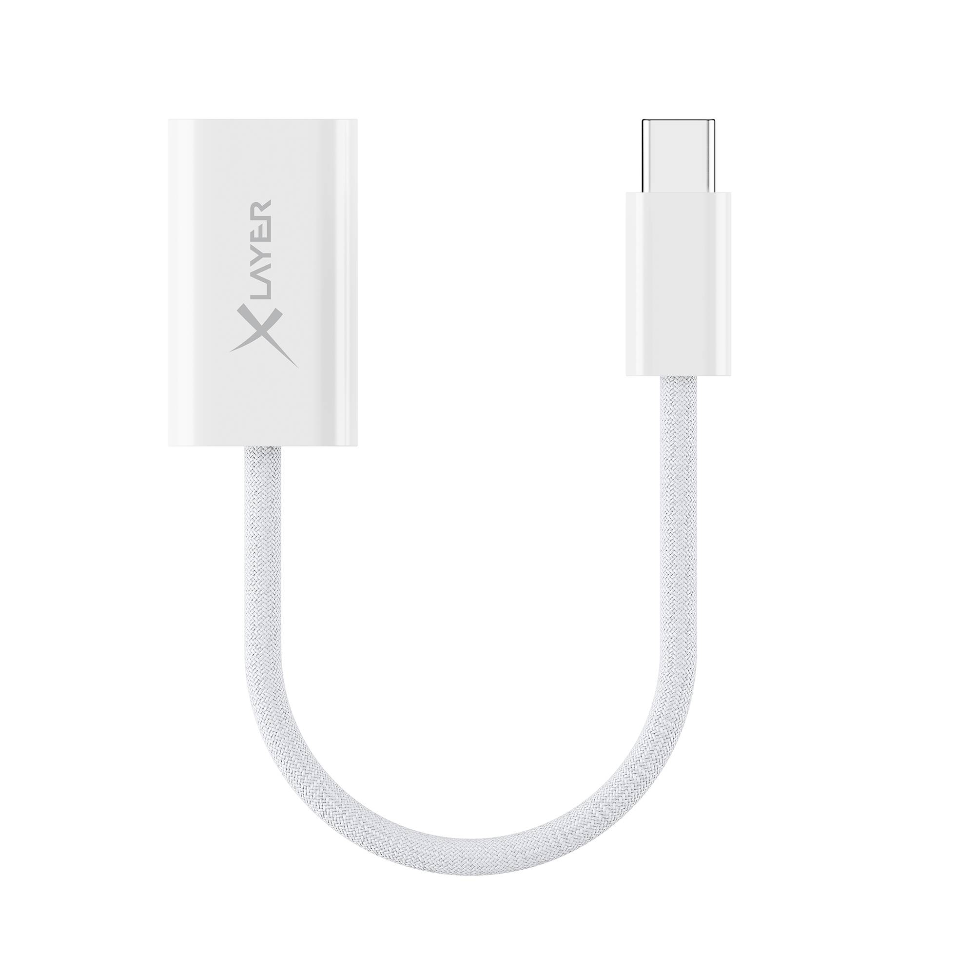 XLayer feingewebter Apple Adapter USB-C auf Lightning White 0.12 m