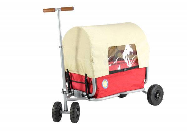 Beachtrekker faltbarer Bollerwagen Life mit integrierter Feststellbremse und Sonnenverdeck Rot und L