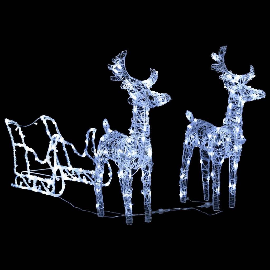 vidaXL Rentiere & Schlitten Weihnachtsdekoration 160 LEDs 130 cm Acryl