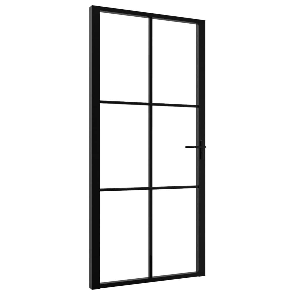 vidaXL Innentür ESG Glas und Aluminium 102,5x201,5 cm Schwarz