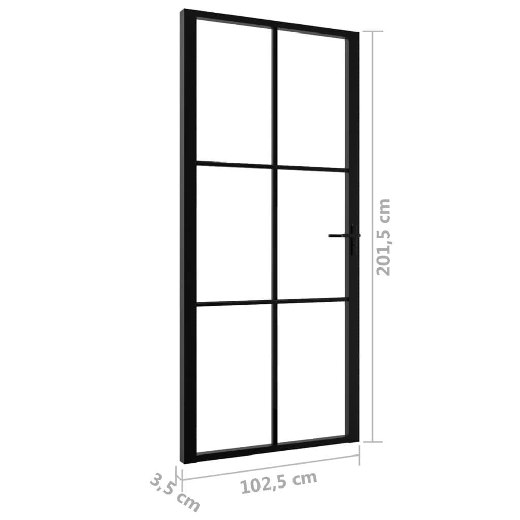 vidaXL Innentür ESG Glas und Aluminium 102,5x201,5 cm Schwarz