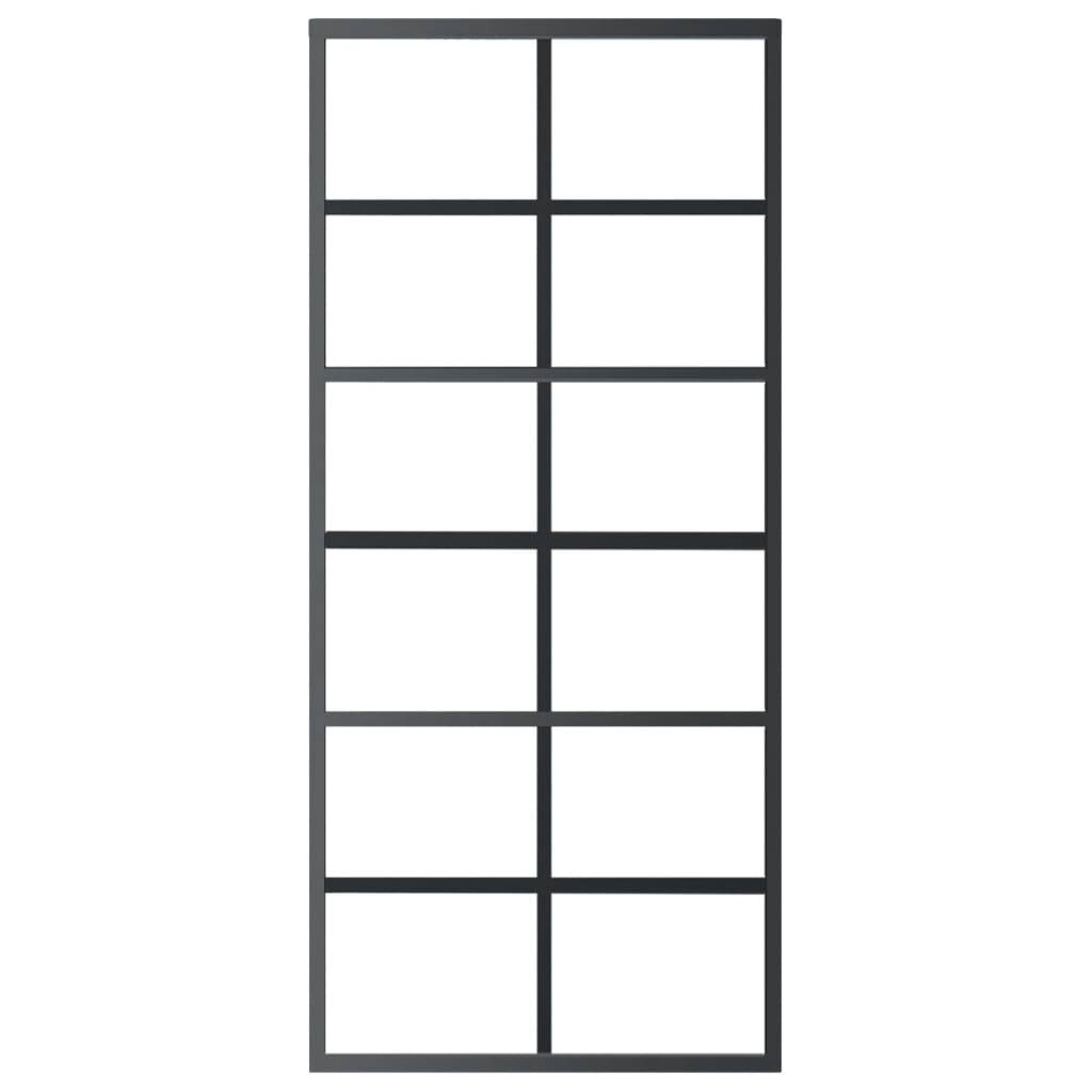 vidaXL Schiebetür ESG-Glas und Aluminium 90x205 cm Schwarz