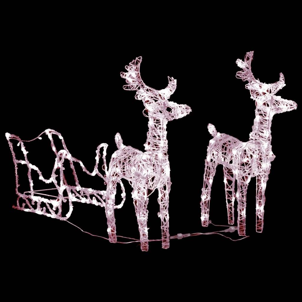 vidaXL Rentiere & Schlitten Weihnachtsdekoration 160 LEDs 130 cm Acryl