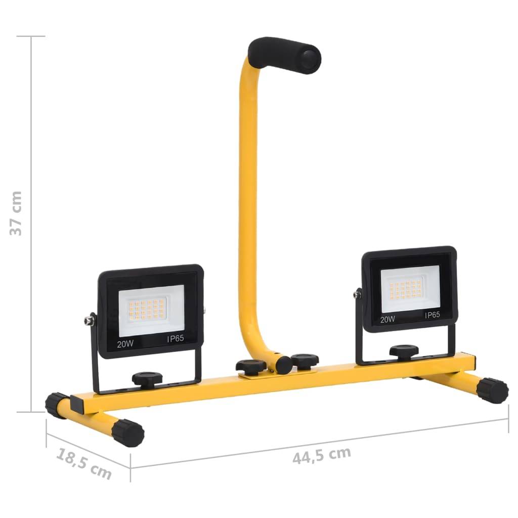 vidaXL LED-Fluter mit Handgriff 2x20 W Kaltweiß