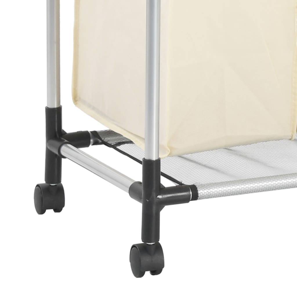 vidaXL Wäschekorb mit 4 Taschen Creme Stahl