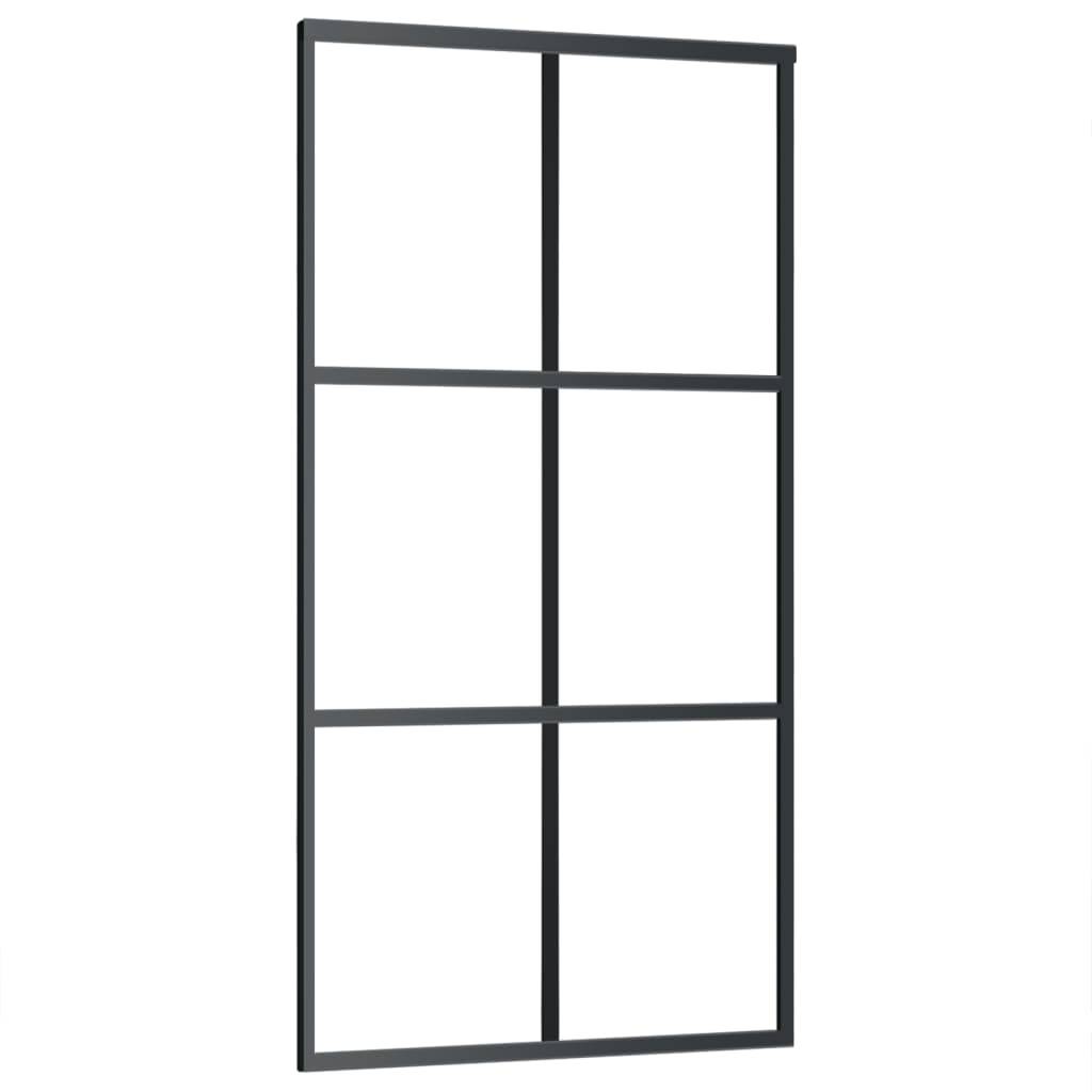vidaXL Schiebetür ESG-Glas und Aluminium 102x205 cm Schwarz