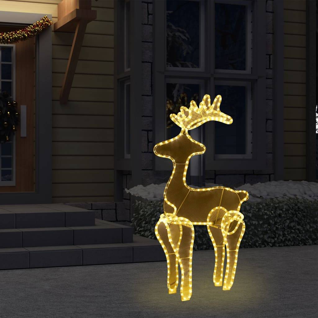 vidaXL Rentier Weihnachtsdekoration mit Mesh 306 LEDs 60x24x89 cm