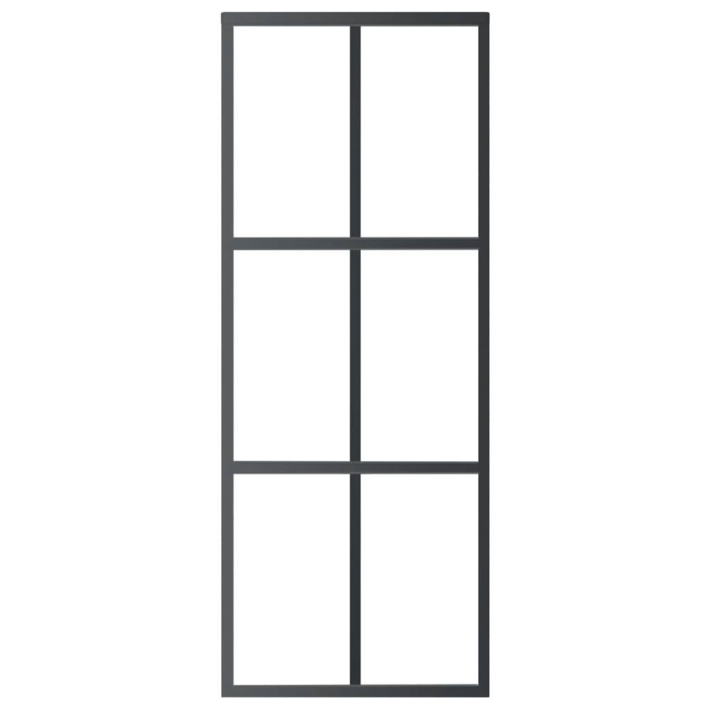 vidaXL Schiebetür ESG-Glas und Aluminium 76x205 cm Schwarz