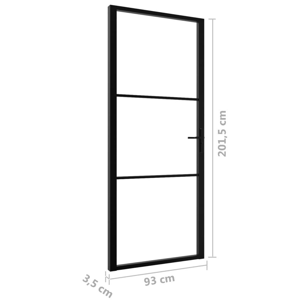 vidaXL Innentür ESG Glas und Aluminium 93x201,5 cm Schwarz