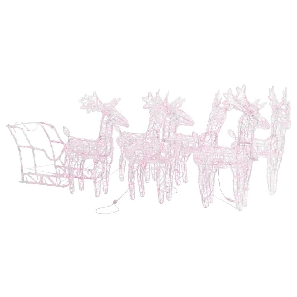 vidaXL Weihnachtsdekoration Rentiere & Schlitten 280x28x55 cm Acryl