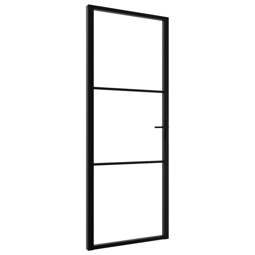 vidaXL Innentür ESG Glas und Aluminium 76x201,5 cm Schwarz